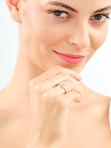 Pierścionek z żółtego złota z diamentami - serce - 0,07 ct - próba 585