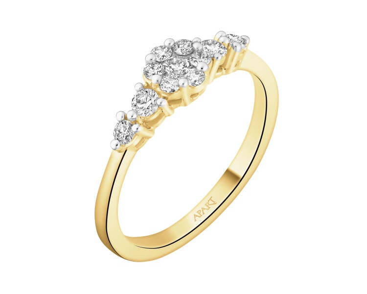 Pierścionek z żółtego złota z brylantami - 0,29 ct - próba 585
