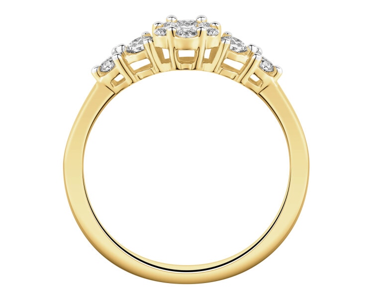 Pierścionek z żółtego złota z brylantami - 0,29 ct - próba 585