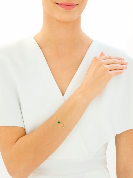 Złota bransoletka z malachitem syntetycznym - gwiazdy