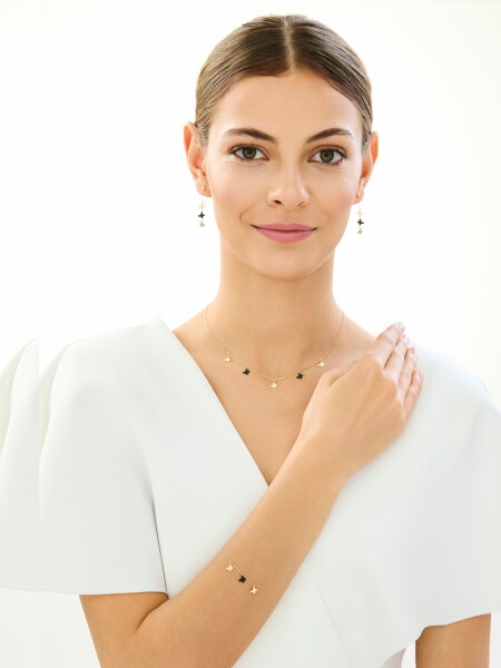 Zlatý náramek se syntetickým onyxem - motýli