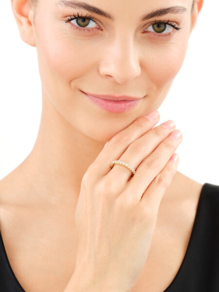 Złoty pierścionek z cyrkoniami - Eternity
