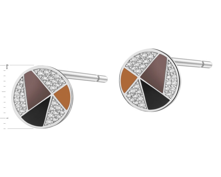 Kolczyki srebrne z cyrkoniami i emalią - koła