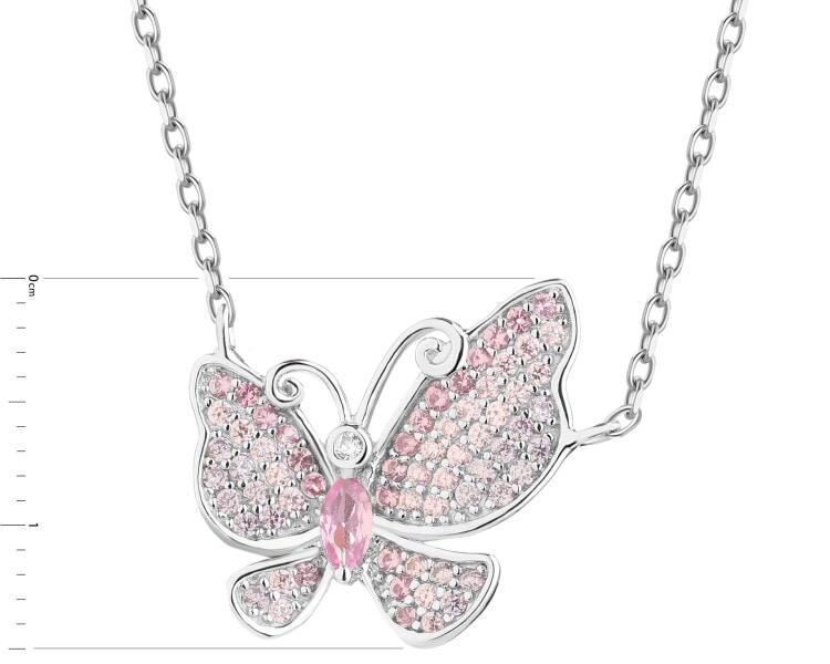 Naszyjnik srebrny z cyrkoniami - motyl