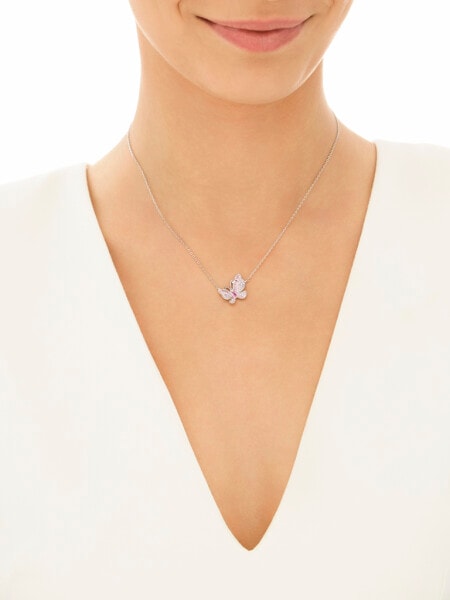 Naszyjnik srebrny z cyrkoniami - motyl