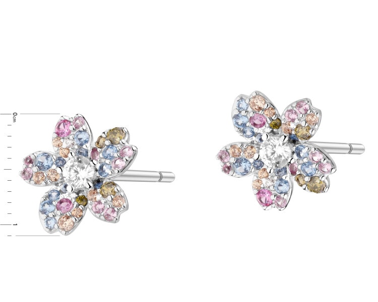 Kolczyki srebrne z cyrkoniami - kwiaty