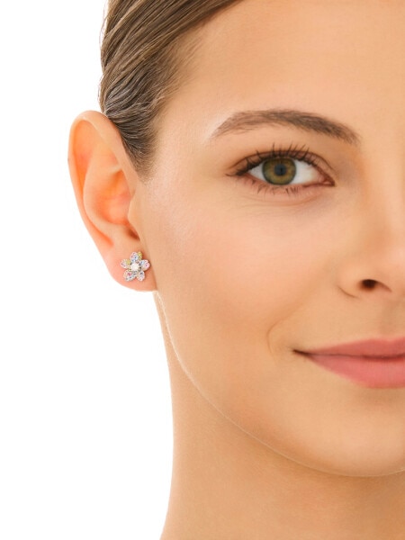 Kolczyki srebrne z cyrkoniami - kwiaty