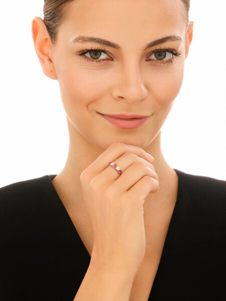 Pierścionek srebrny z cyrkoniami - serca