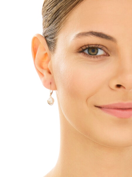 Złote kolczyki z perłami i cyrkoniami - kwiaty lotosu