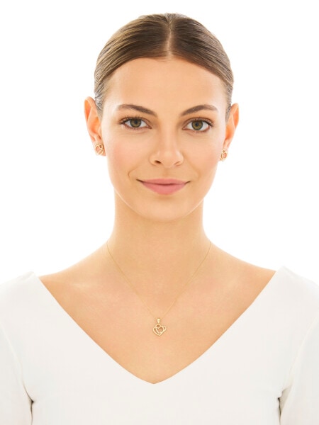 Złote kolczyki i zawieszka - komplet - serca