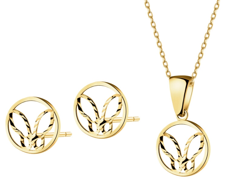 Złote kolczyki i zawieszka - komplet - motyle