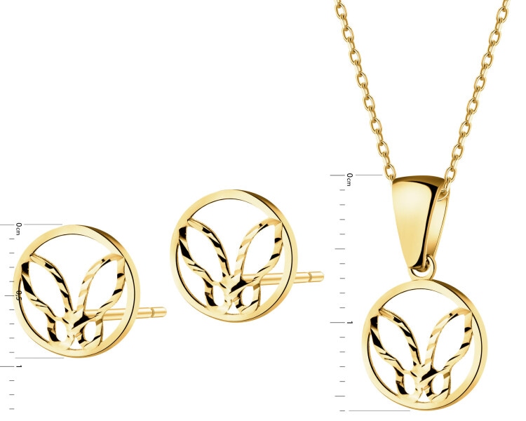 Złote kolczyki i zawieszka - komplet - motyle