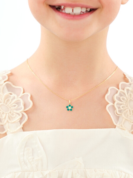 Zlatý přívěsek se smaltem - květ