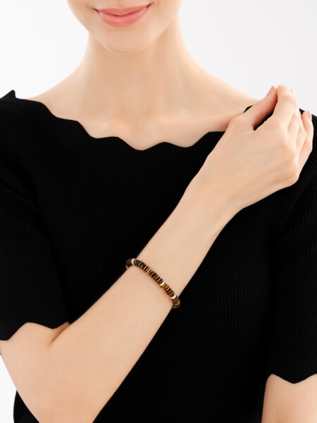 Bransoletka z mosiądzu pozłacana z tygrysim okiem