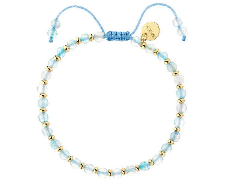 Bransoletka z mosiądzu pozłacana z agatami