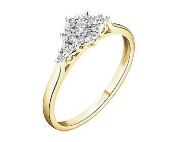 Pierścionek z żółtego złota z brylantami - 0,15 ct - próba 585