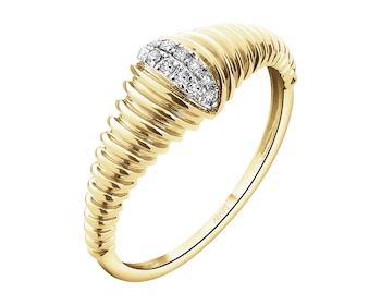 Pierścionek z żółtego złota z brylantami - 0,07 ct - próba 585