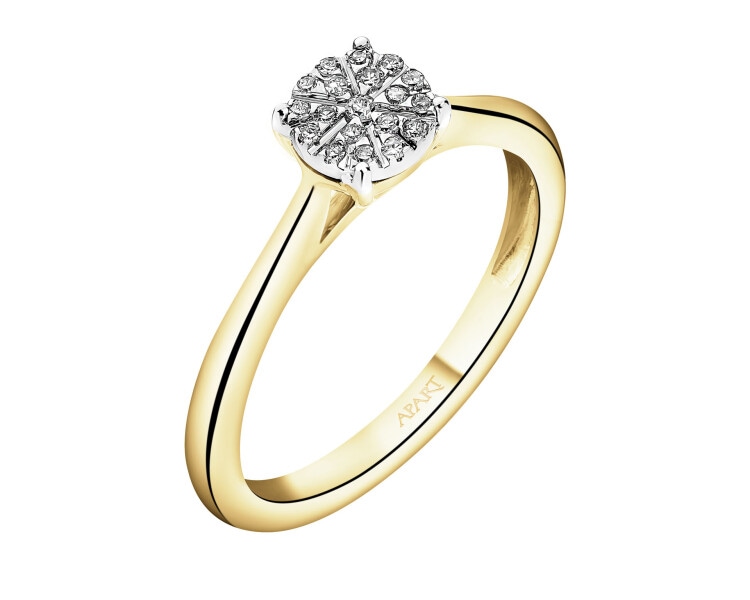 Prsten ze žlutého a bílého zlata s diamanty - 0,06 ct - ryzost 585
