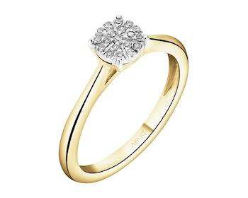 Pierścionek z żółtego i białego złota z diamentami - 0,06 ct - próba 585