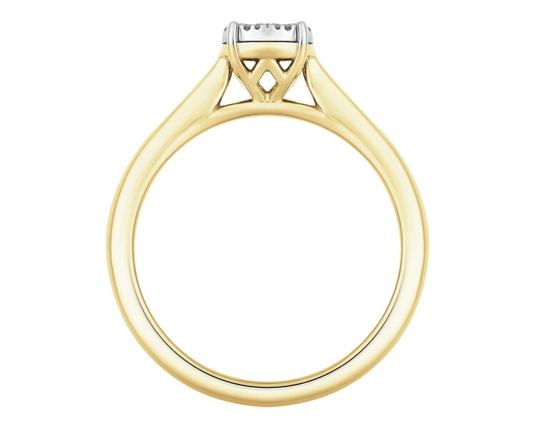 Prsten ze žlutého a bílého zlata s diamanty - 0,06 ct - ryzost 585