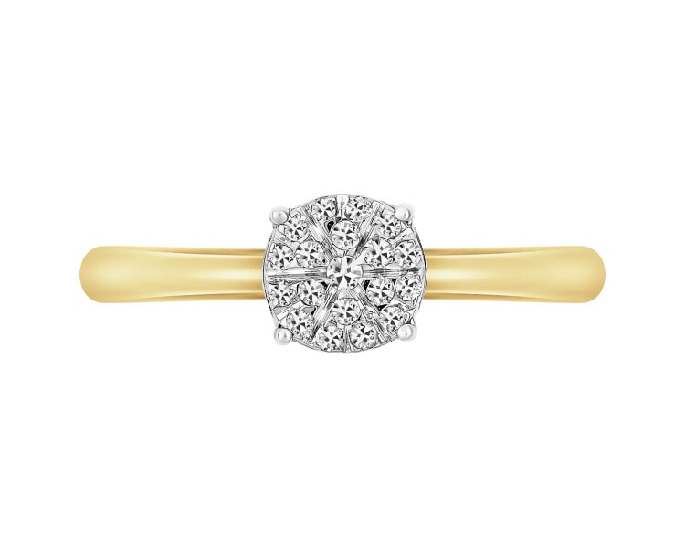 Prsten ze žlutého a bílého zlata s diamanty - 0,06 ct - ryzost 585
