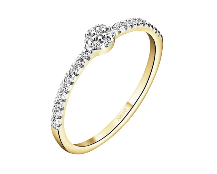 Zlatý prsten s diamanty - 0,10 ct - ryzost 585