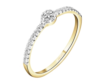 Pierścionek z żółtego złota z diamentami - 0,10 ct - próba 585