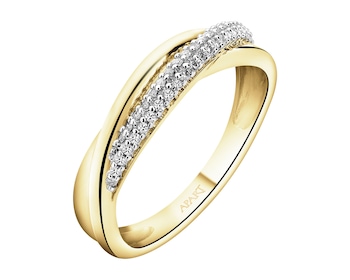 Pierścionek z żółtego złota z diamentami - 0,12 ct - próba 585