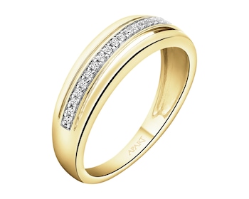 Pierścionek z żółtego złota z diamentami - 0,09 ct - próba 585