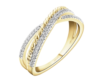 Pierścionek z żółtego złota z diamentami - 0,15 ct - próba 585