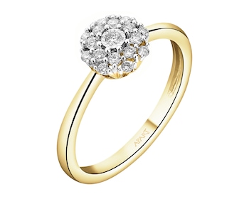 Pierścionek z żółtego i białego złota z brylantami - 0,15 ct - próba 585