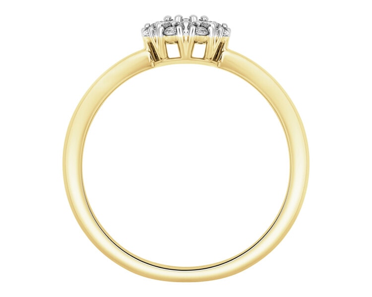 Prsten ze žlutého a bílého zlata s brilianty - 0,15 ct - ryzost 585