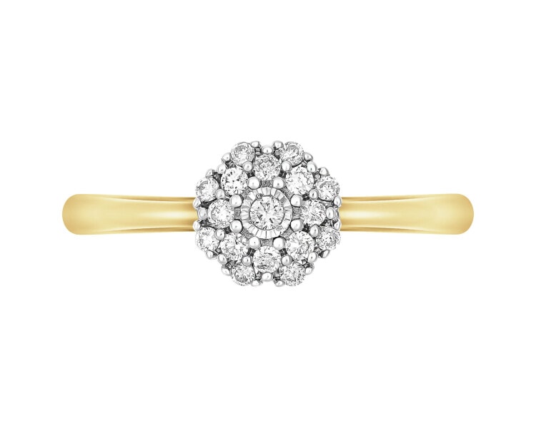 Prsten ze žlutého a bílého zlata s brilianty - 0,15 ct - ryzost 585