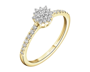 Pierścionek z żółtego złota z brylantami - 0,21 ct - próba 585