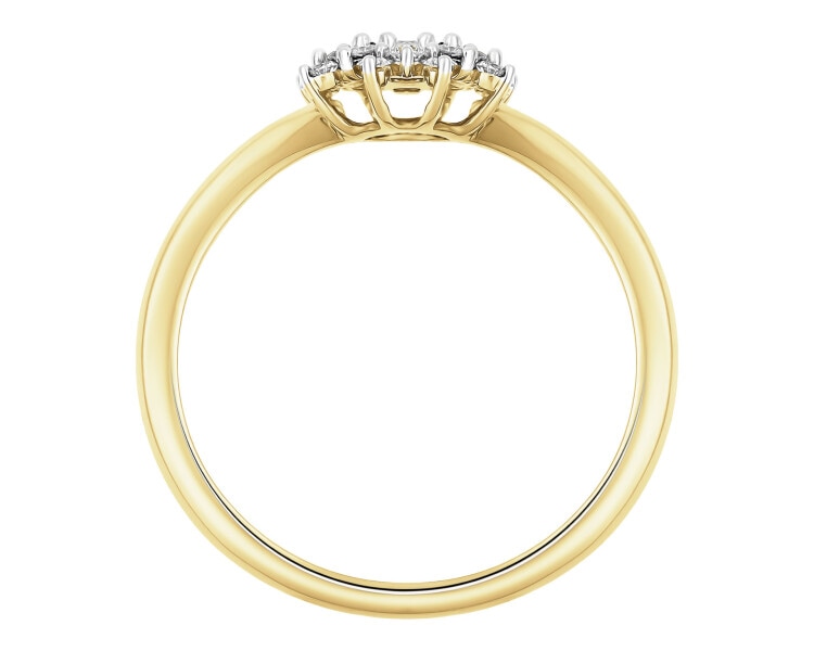 Prsten ze žlutého a bílého zlota s brilianty - 0,15 ct - ryzost 585