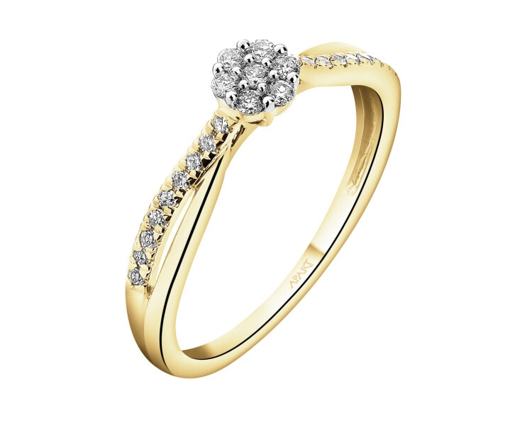 Zlatý prsten s diamanty - 0,15 ct - ryzost 585