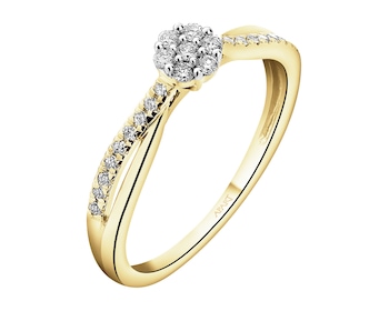 Pierścionek z żółtego złota z diamentami - 0,15 ct - próba 585