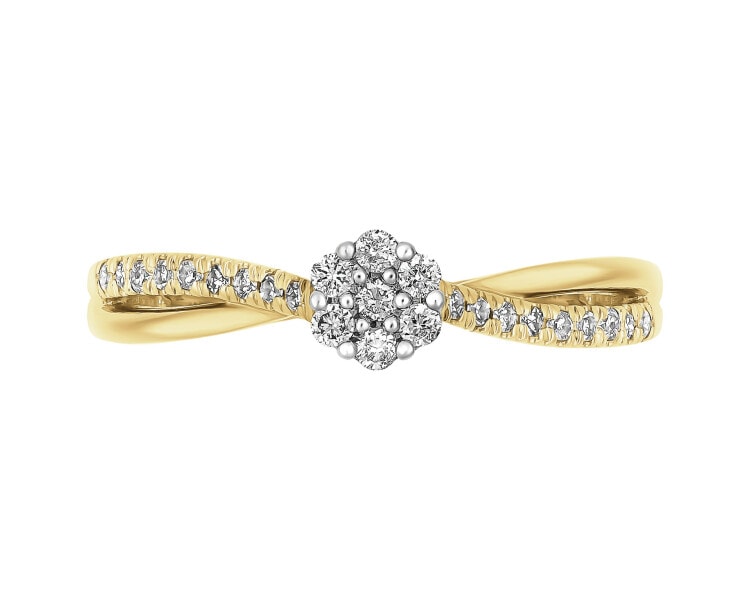 Zlatý prsten s diamanty - 0,15 ct - ryzost 585
