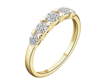 Pierścionek z żółtego złota z diamentami - 0,11 ct - próba 585