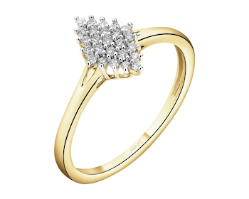 Pierścionek z żółtego złota z diamentami - 0,12 ct - próba 585