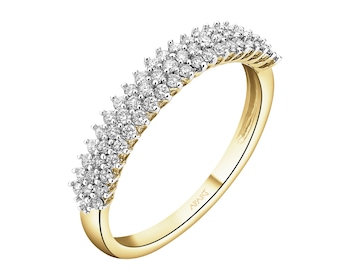 Pierścionek z żółtego złota z brylantami - 0,30 ct - próba 585