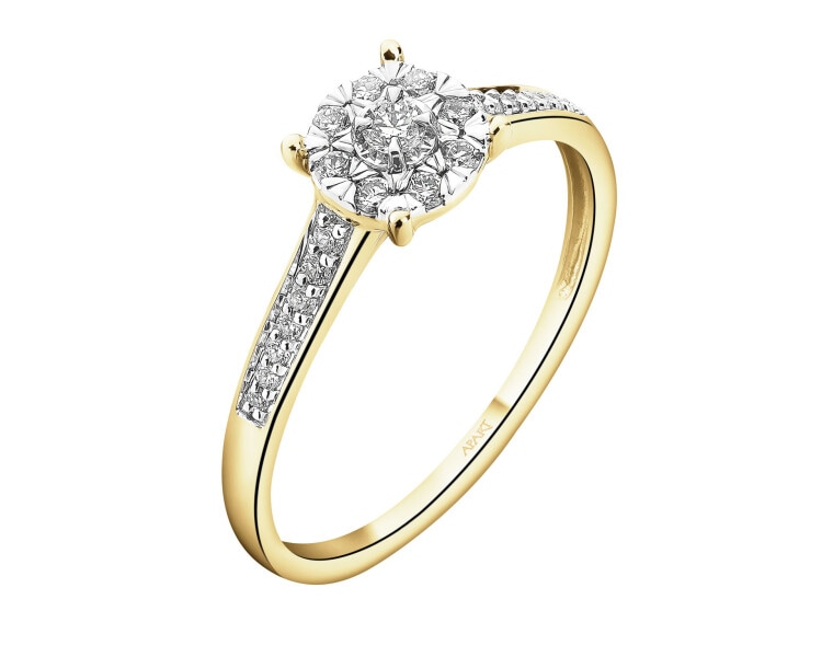 Prsten ze žlutého a bílého zlata s brilianty - 0,18 ct - ryzost 585
