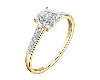 Pierścionek z żółtego i białego złota z brylantami - 0,18 ct - próba 585