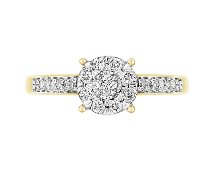 Prsten ze žlutého a bílého zlata s brilianty - 0,18 ct - ryzost 585