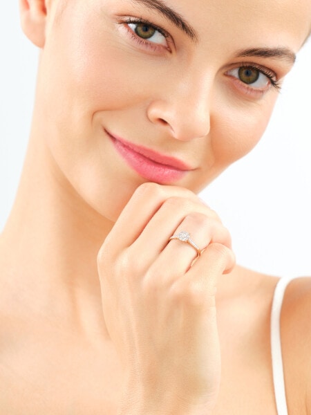 Prsten ze žlutého a bílého zlata s brilianty - 0,18 ct - ryzost 585