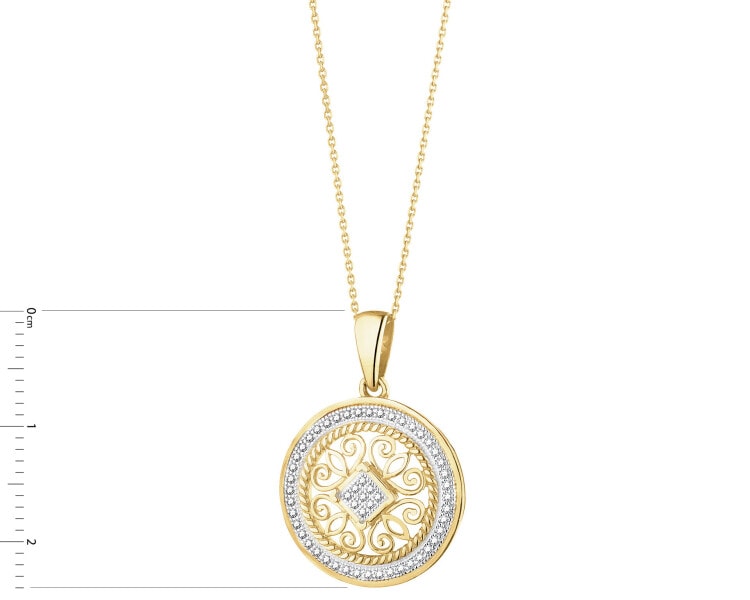 Zlatý přívěsek s diamanty - rozeta - 0,14 ct - ryzost 585