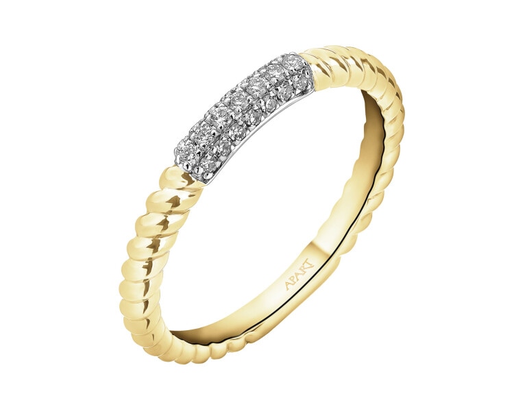 Zlatý prsten s diamanty - 0,10 ct - ryzost 585