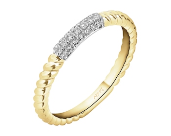 Pierścionek z żółtego złota z diamentami - 0,10 ct - próba 585