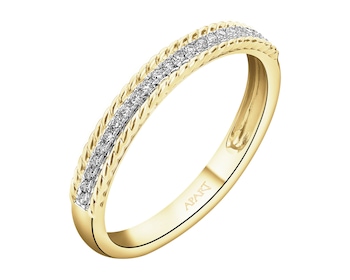 Pierścionek z żółtego złota z diamentami - 0,07 ct - próba 585