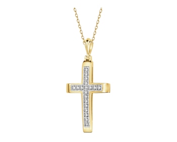 Yellow gold pendant with diamonds - 0,05 ct - fineness 14 K